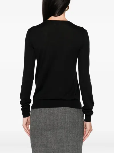 Saint Laurent Wool Crew Neck Sweater In Black