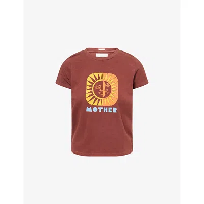 Mother Womens Sum Moon The Lil Sinful Graphic-pattern Cotton-jersey T-shirt In Brown