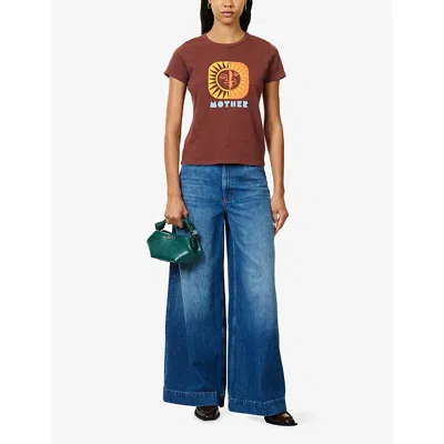 Mother Womens Sum Moon The Lil Sinful Graphic-pattern Cotton-jersey T-shirt In Brown