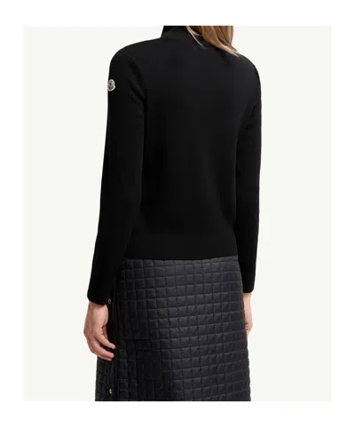 Moncler Padded Virgin Wool Zip-up Down Cardigan In Black