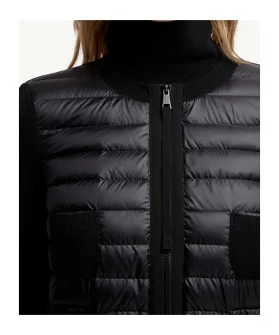 Moncler Padded Virgin Wool Zip-up Down Cardigan In Black