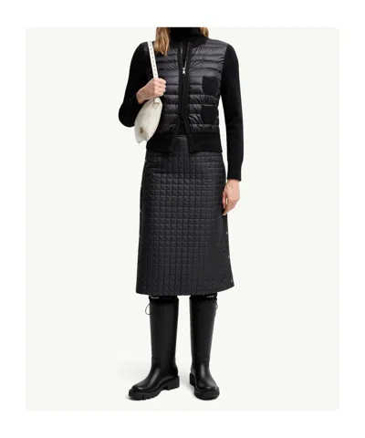 Moncler Padded Virgin Wool Zip-up Down Cardigan In Black