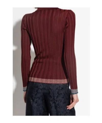 Etro Ribbed Viscose Polo Shirt In Red