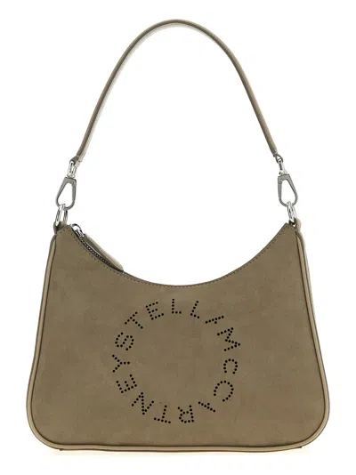 Stella Mccartney Small Shoulder Bag With Adjustable Strap And Suede Finish In Brown