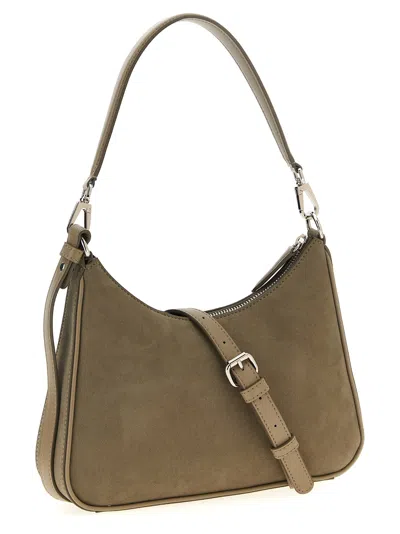 Stella Mccartney Small Shoulder Bag With Adjustable Strap And Suede Finish In Brown