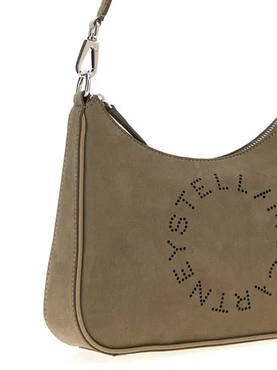 Stella Mccartney Small Shoulder Bag With Adjustable Strap And Suede Finish In Brown