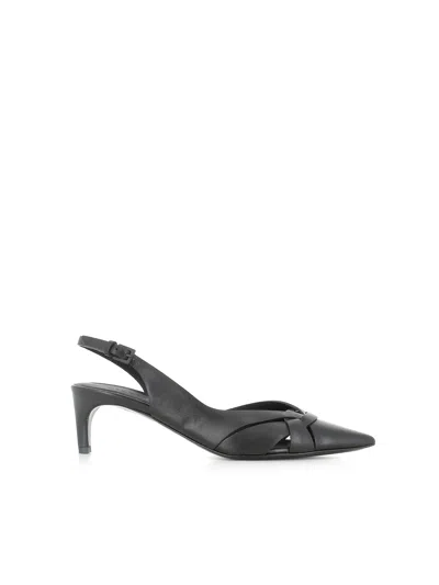 Del Carlo 60mm Slingback Leather Sandals In Black