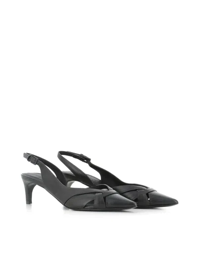 Del Carlo 60mm Slingback Leather Sandals In Black
