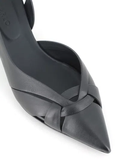 Del Carlo 60mm Slingback Leather Sandals In Black