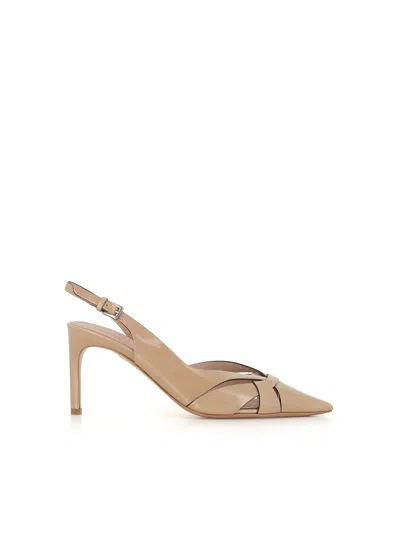 Del Carlo 75mm Slingback Leather Pumps In Neutral