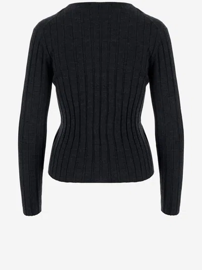 Allude Wool Sweater With Striped Pattern In Black