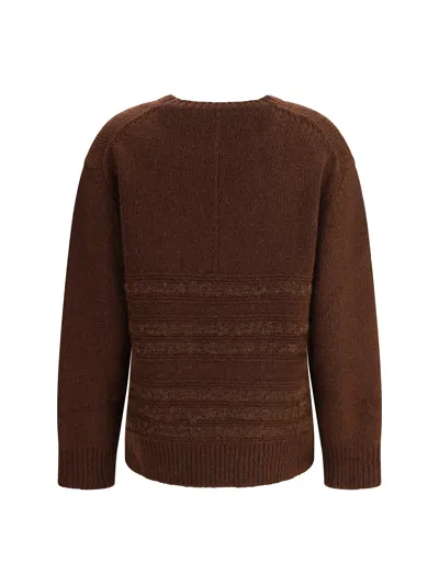 Fabiana Filippi Sweater With Round Neck In Mixed Wool In Brown