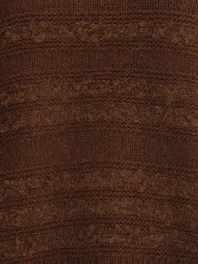 Fabiana Filippi Sweater With Round Neck In Mixed Wool In Brown