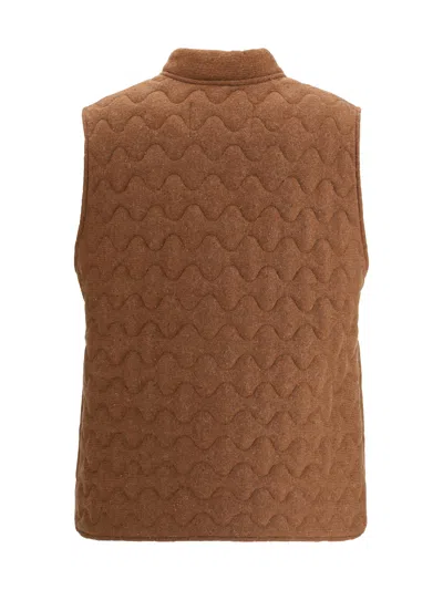 Fabiana Filippi Brown Fleece Wool Sleeveless Jacket In Brown