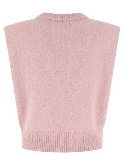 Rotate Birger Christensen Rotate Birgerchristensen Short Vest Shirt With Logo In Pink