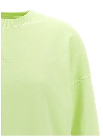 Carhartt Crew Neck Sweatshirt Ribbed Cuffs In Green