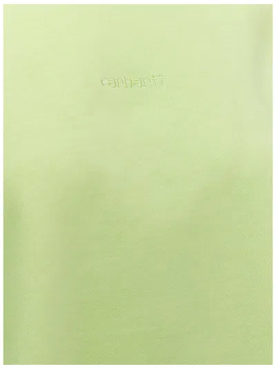 Carhartt Crew Neck Sweatshirt Ribbed Cuffs In Green