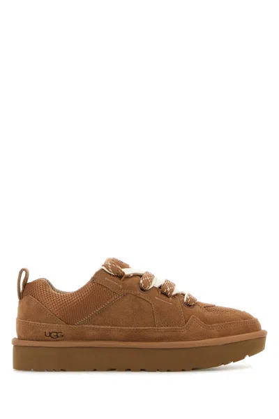 Ugg Suede And Mesh Sneakers With Trekking Laces In Brown
