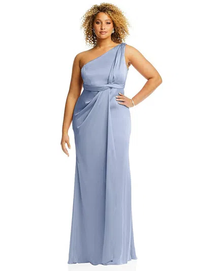 Dessy Collection One-shoulder Draped Twist Empire Waist Trumpet Gown