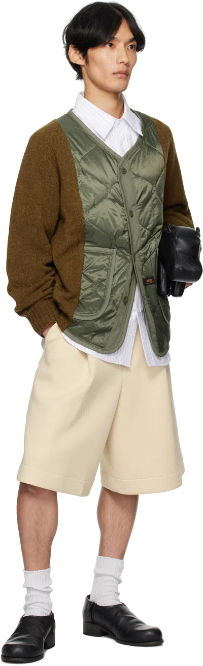 Bless Brown & Green N°80 Liningknitter Cardigan Jacket In Green