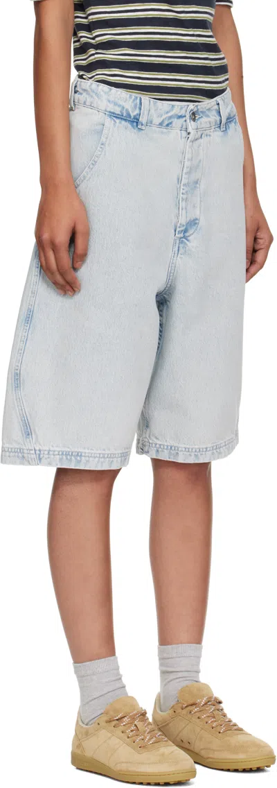 Ymc You Must Create Blue Twisted Denim Shorts In Blue