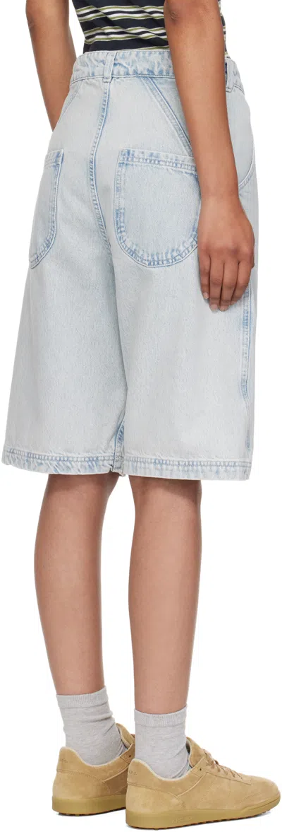 Ymc You Must Create Blue Twisted Denim Shorts In Blue