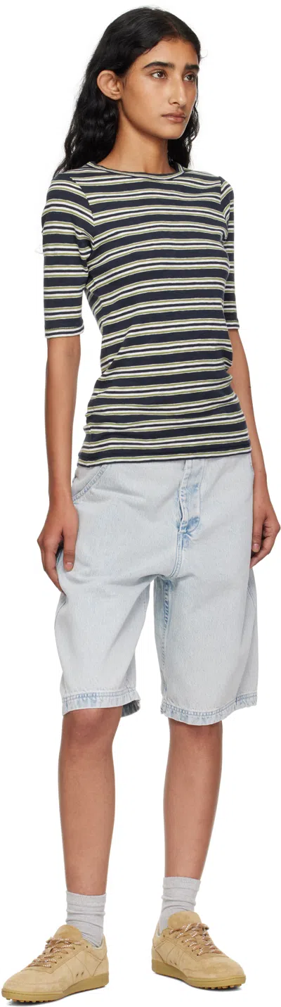 Ymc You Must Create Blue Twisted Denim Shorts In Blue