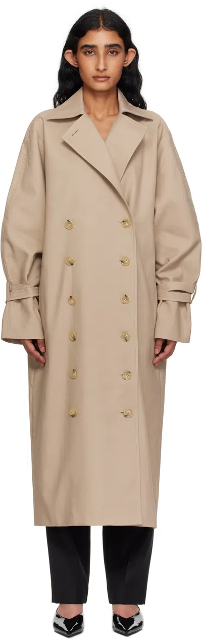 Totême Toteme Double-breasted Trench Coat In Neutral
