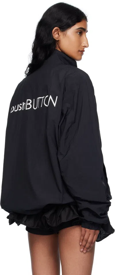 Pushbutton Black Logo Printed Windbreaker Jacket In Black