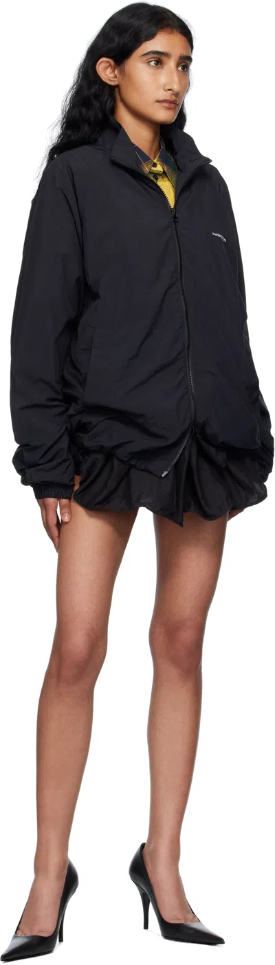 Pushbutton Black Logo Printed Windbreaker Jacket In Black