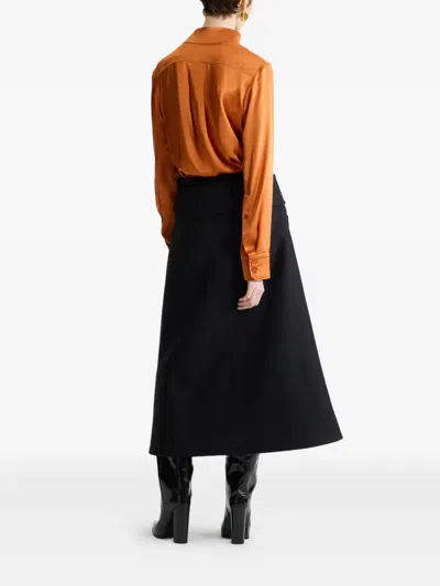 Patou Midi Skirt With Zipper And Belt In Black