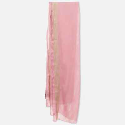 Pre-owned Roberto Cavalli Pink Jacquard Wool Blend Scarf