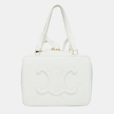 Pre-owned Celine Folded Cube Leather Satchel In White