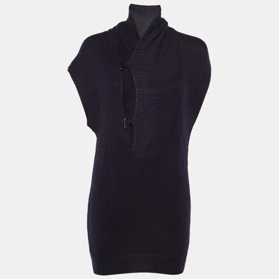 Pre-owned Chloé Navy Blue Alpaca Wool Toggle Button Front Sweater S