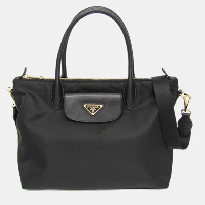Pre-owned Prada Leather Nylon Handbag Shoulder Bag Black