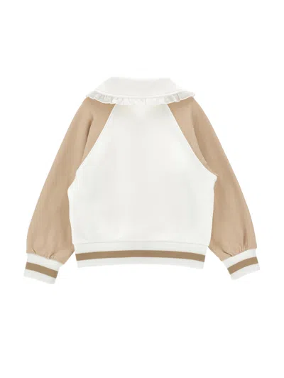 Monnalisa Kids' Teddy  Two-tone Sweatshirt In Multi