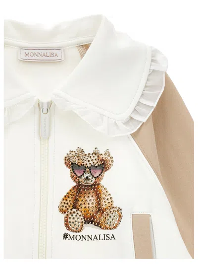 Monnalisa Kids' Teddy  Two-tone Sweatshirt In Multi