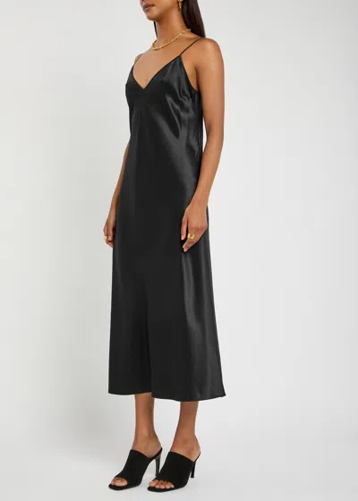 Joseph Clea Silk Strappy Midi Dress In Black