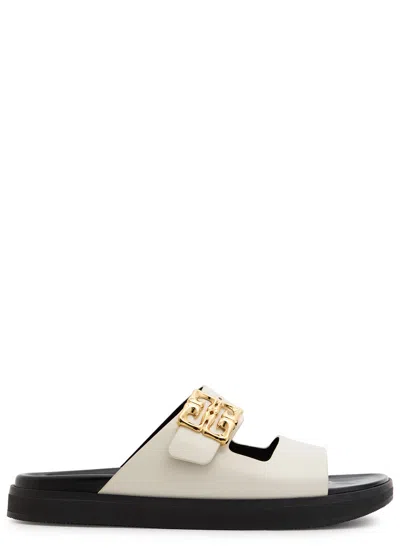 Givenchy 4g Liquid Dad Leather Sliders In White
