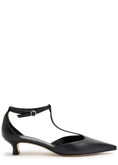 Aeyde Liz Patent Leather T-strap Pumps In Black
