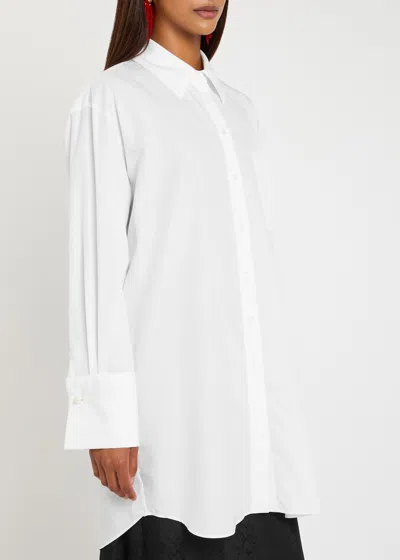 Simone Rocha Elongated Cuff Button Placket Cotton-poplin Shirt In White