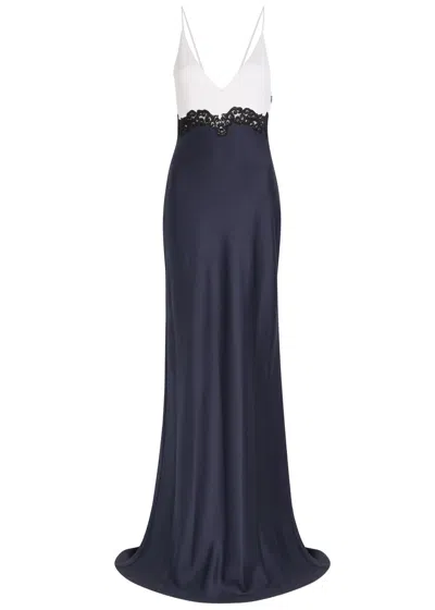 Gabriela Hearst Amaryllis Colour-block Silk-crepe Maxi Dress In Blue