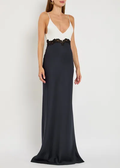 Gabriela Hearst Amaryllis Colour-block Silk-crepe Maxi Dress In Blue