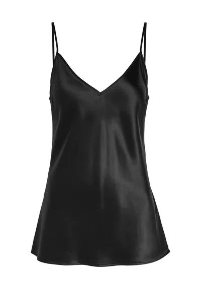 Joseph Womens Black Clea V-neck Spaghetti-strap Silk Top