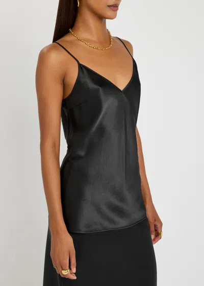 Joseph Womens Black Clea V-neck Spaghetti-strap Silk Top