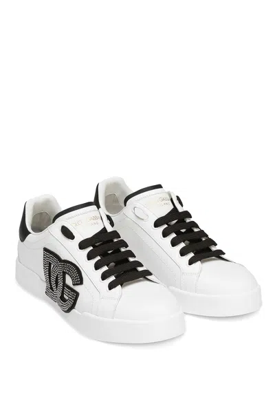 Dolce & Gabbana Calfskin Portofino Light Strobel Sneakers In White