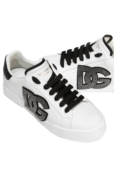 Dolce & Gabbana Calfskin Portofino Light Strobel Sneakers In White