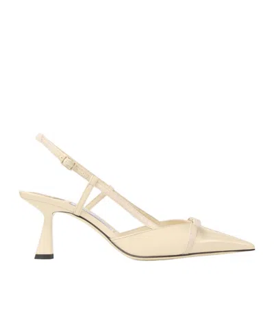 Jimmy Choo Leather Sling Back Pumps With Bow Detail In Neutral