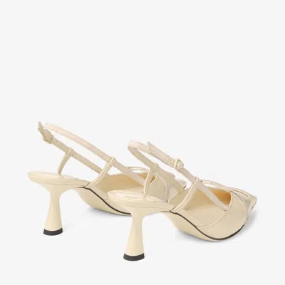 Jimmy Choo Leather Sling Back Pumps With Bow Detail In Neutral