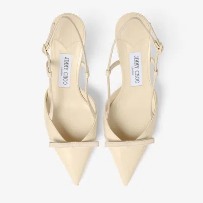 Jimmy Choo Leather Sling Back Pumps With Bow Detail In Neutral